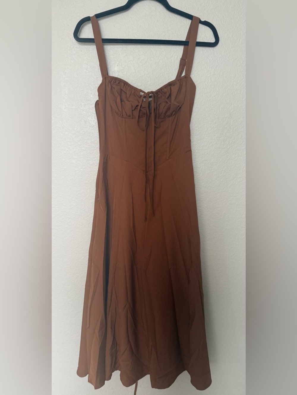 Brown corset midi-dress